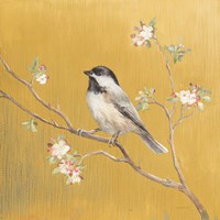 Framed Black Capped Chickadee on Gold