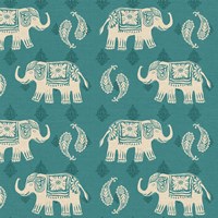 Framed Woodcut Elephant Pattern B