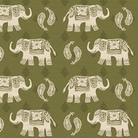 Framed Woodcut Elephant Patterns