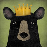 Framed 'Black Bear with Crown' border=