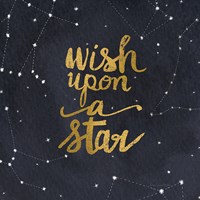 Framed Starry Words Gold - Wish Upon A Star