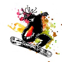 Framed Snowboarder Watercolor Splash Part I