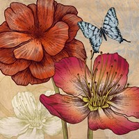 Framed Flowers and Butterflies (detail)