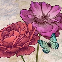 Framed Roses and Butterflies (detail)