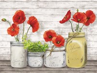Framed Poppies in Mason Jars (detail)