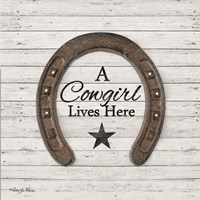 Framed 'Cowgirl Lives Here' border=