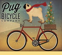 Framed Pug on a Bike Christmas