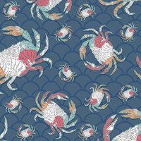 Framed 'Sea Side BoHo Pattern - Crabs' border=