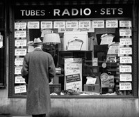 Framed 1940s Man Looking At Window Display Of Radios