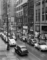 Framed 1940s Rainy Day On Chestnut Street Philadelphia