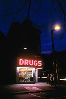 Framed 1980s 24 Hour Drug Store Neon Sign