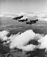 Framed 1940s 6 Navy Corsairs Above The Clouds