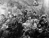 Framed 1880S Illustration Crowded Passenger Car