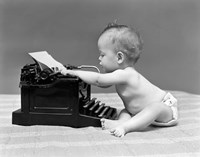 Framed 1940s Baby In Diaper Typing