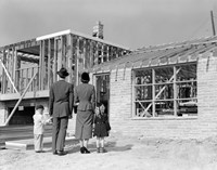 Framed 1950s Family Looking At New Home