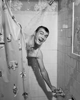 Framed 1950s Man In Shower