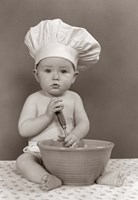 Framed 1940s 1950s Baby Cook With Chef Hat