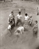 Framed 1950s Boys Fight In Sand Lot On Baseball Field