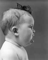 Framed 1940s 1950s Profile Of Baby Head With Mouth Open
