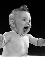 Framed 1950s Happy Baby  Laughing With Mouth Open
