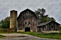 Framed Old Barn and Silo