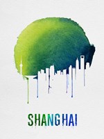 Framed Shanghai Skyline Blue