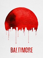 Framed Baltimore Skyline Red