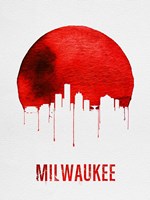 Framed Milwaukee Skyline Red