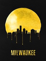 Framed Milwaukee Skyline Yellow