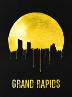 Framed Grand Rapids Skyline Yellow