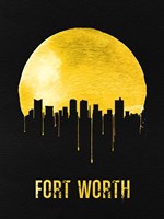 Framed Fort Worth Skyline Yellow