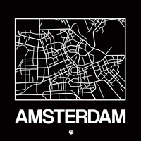 Framed Black Map of Amsterdam
