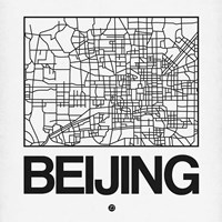 Framed White Map of Beijing
