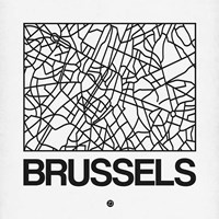 Framed White Map of Brussels