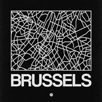 Framed Black Map of Brussels