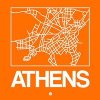 Framed Orange Map of Athens