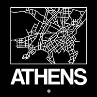 Framed Black Map of Athens