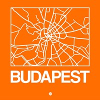 Framed Orange Map of Budapest