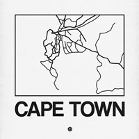 Framed White Map of Cape Town