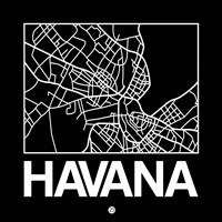 Framed Black Map of Havana