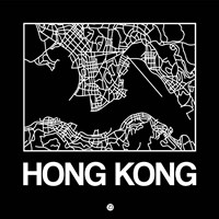 Framed Black Map of Hong Kong