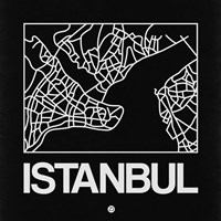 Framed Black Map of Istanbul