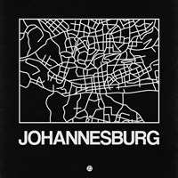 Framed Black Map of Johannesburg