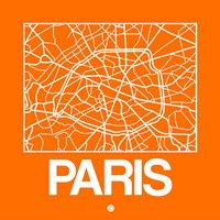 Framed Orange Map of Paris