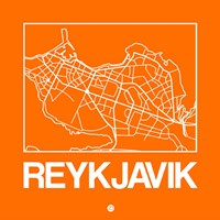 Framed Orange Map of Reykjavik