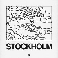 Framed White Map of Stockholm