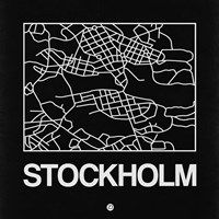 Framed Black Map of Stockholm