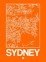 Framed Orange Map of Sydney