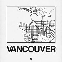 Framed White Map of Vancouver