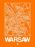 Framed Orange Map of Warsaw